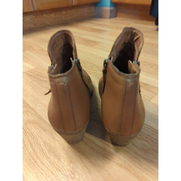 Frye Judith Bootie Boots Womens 8M Cognac Brown Leather Zip Ankle 2.5" Heel - Picture 3 of 12